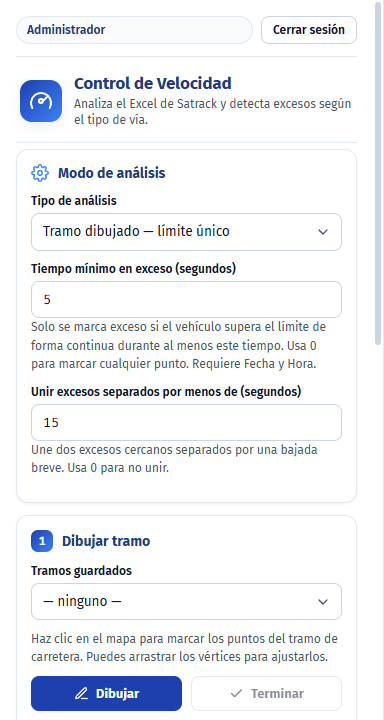Configuración del modo tramo dibujado